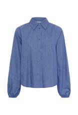 My Essential Wardrobe Ilse Balloon Sleeve Shirt Clear Blue Check