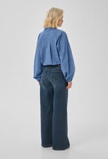 My Essential Wardrobe Ilse Balloon Sleeve Shirt Clear Blue Check