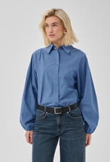 My Essential Wardrobe Ilse Balloon Sleeve Shirt Clear Blue Check
