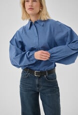 My Essential Wardrobe Ilse Balloon Sleeve Shirt Clear Blue Check