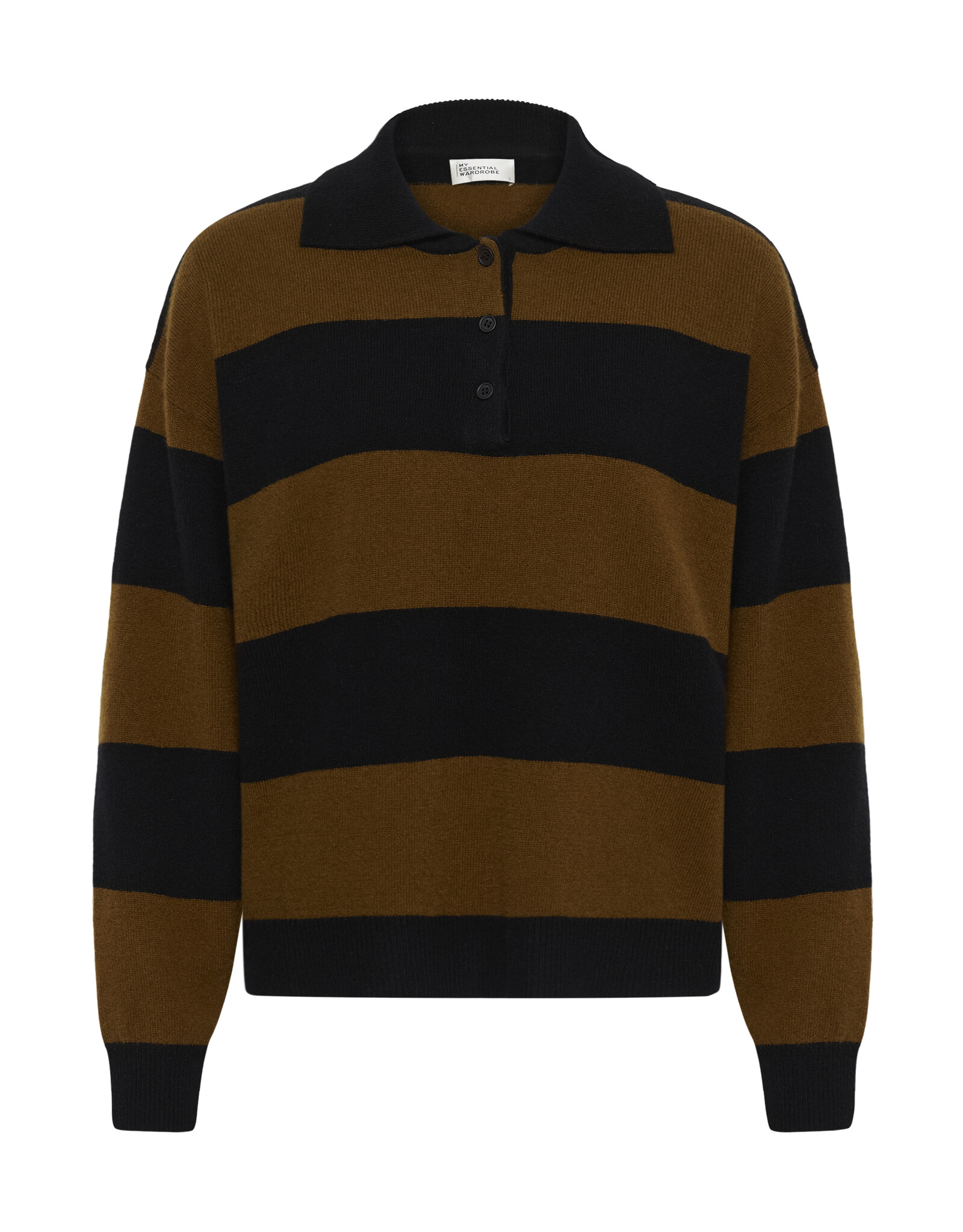 My Essential Wardrobe Jola Knit Polo Pullover Bison Black