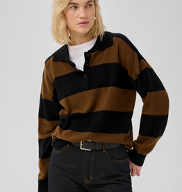My Essential Wardrobe Jola Knit Polo Pullover Bison Black