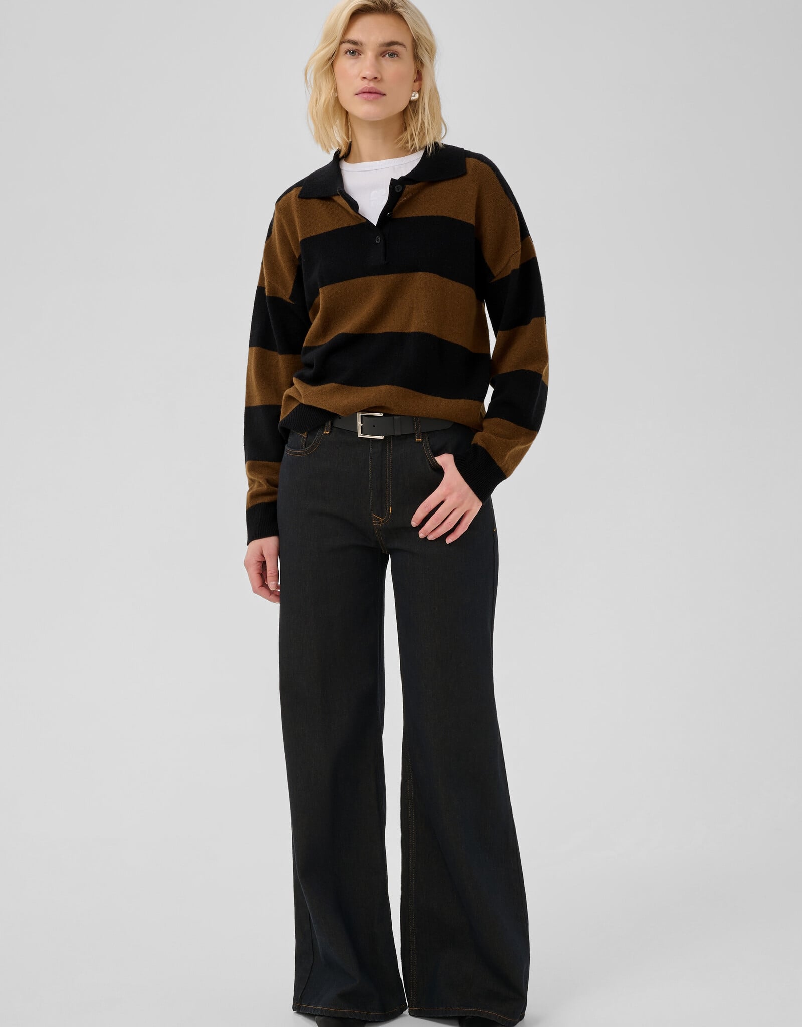 My Essential Wardrobe Jola Knit Polo Pullover Bison Black