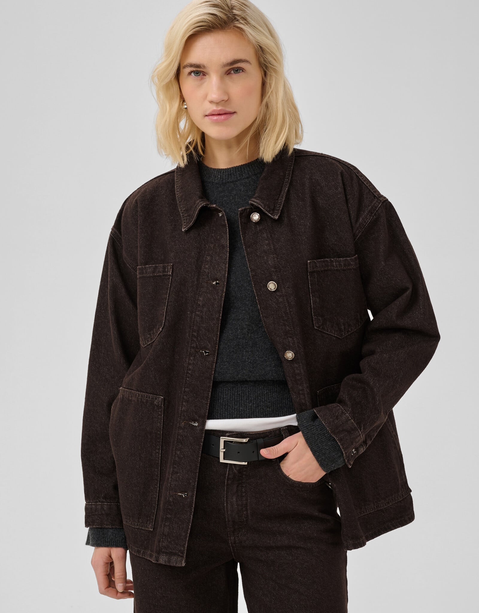 My Essential Wardrobe Uma 188 Boxy Jacket Dark Brown Wash