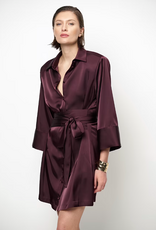 Dante 6 Noanne Satin Shirt - Wrap Dress Dark Plum