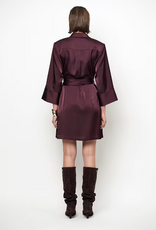 Dante 6 Noanne Satin Shirt - Wrap Dress Dark Plum