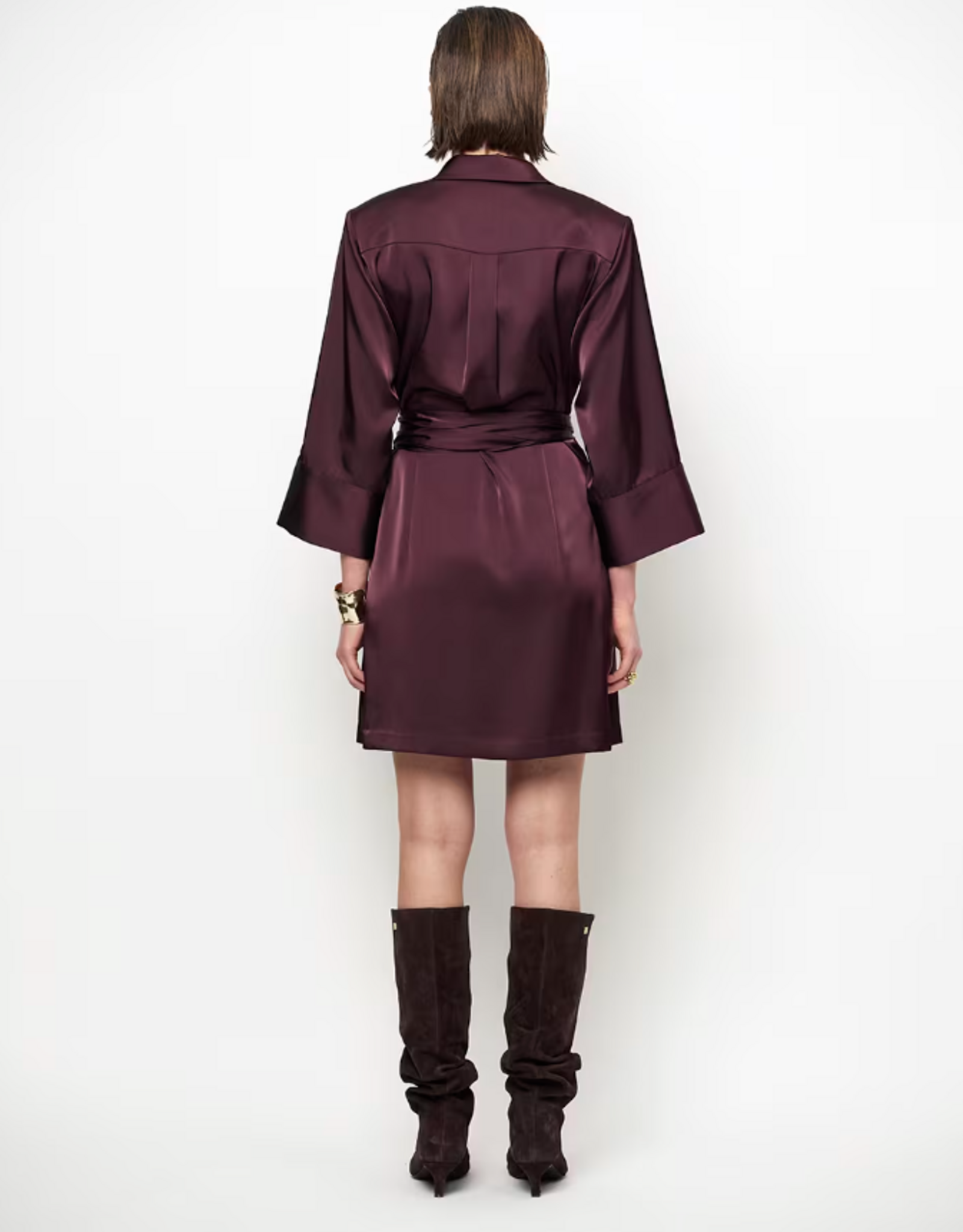 Dante 6 Noanne Satin Shirt - Wrap Dress Dark Plum