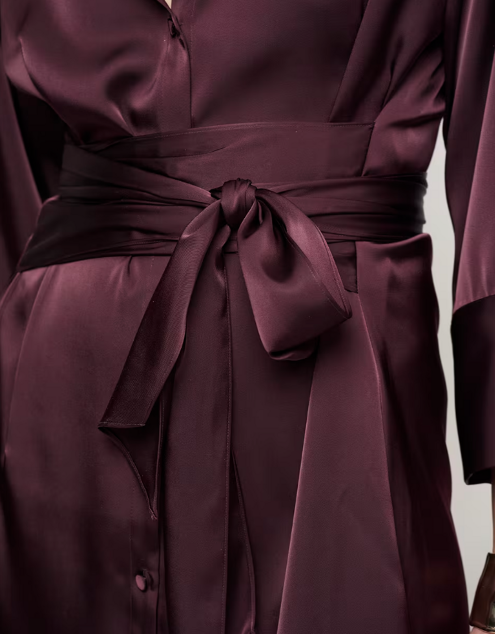 Dante 6 Noanne Satin Shirt - Wrap Dress Dark Plum