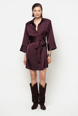 Dante 6 Noanne Satin Shirt - Wrap Dress Dark Plum