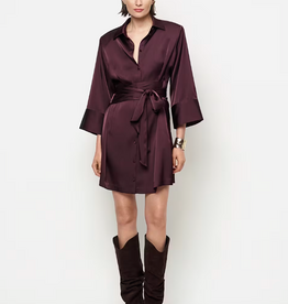 Dante 6 Noanne Satin Shirt - Wrap Dress Dark Plum