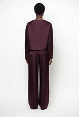 Dante 6 Leiva Bold Satin Button Detail Top Dark Plum