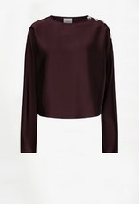 Dante 6 Leiva Bold Satin Button Detail Top Dark Plum