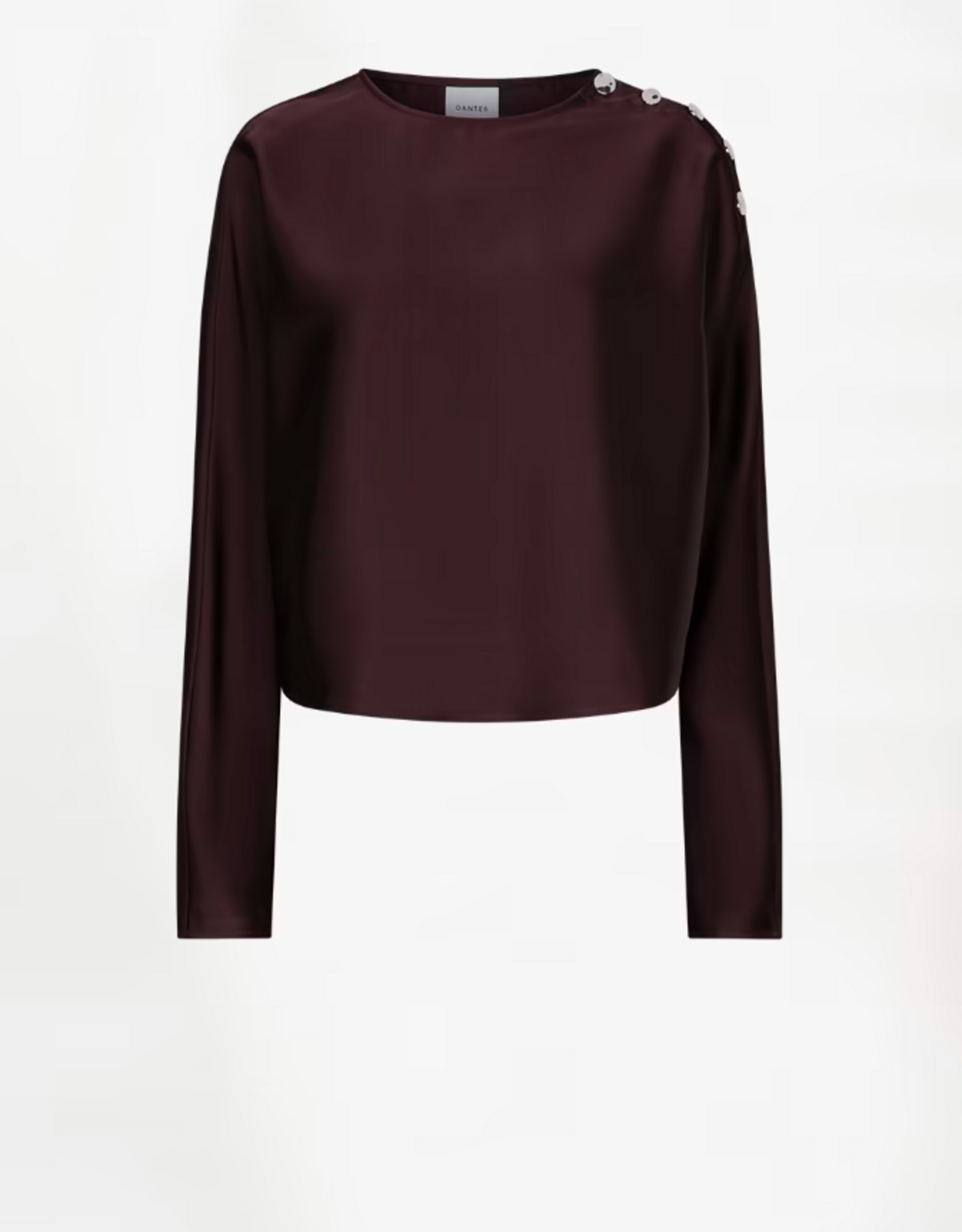 Dante 6 Leiva Bold Satin Button Detail Top Dark Plum