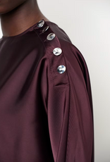 Dante 6 Leiva Bold Satin Button Detail Top Dark Plum