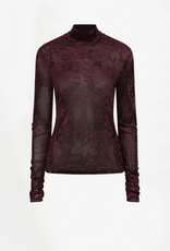 Dante 6 Olya Velvet Mesh Jersey Top Dark Plum