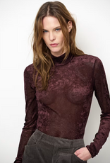 Dante 6 Olya Velvet Mesh Jersey Top Dark Plum