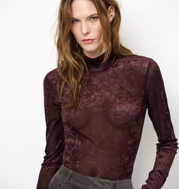 Dante 6 Olya Velvet Mesh Jersey Top Dark Plum