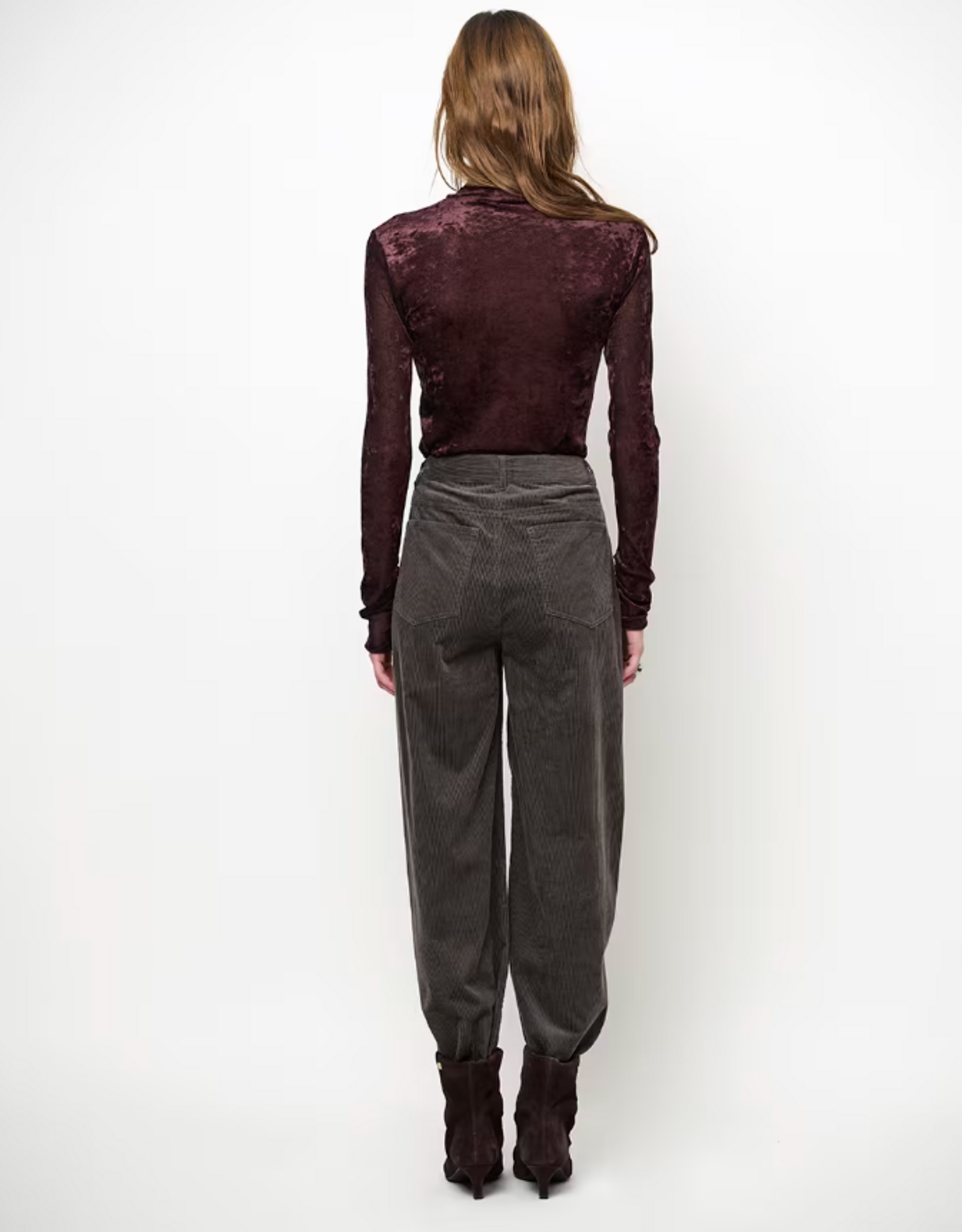 Dante 6 Olya Velvet Mesh Jersey Top Dark Plum