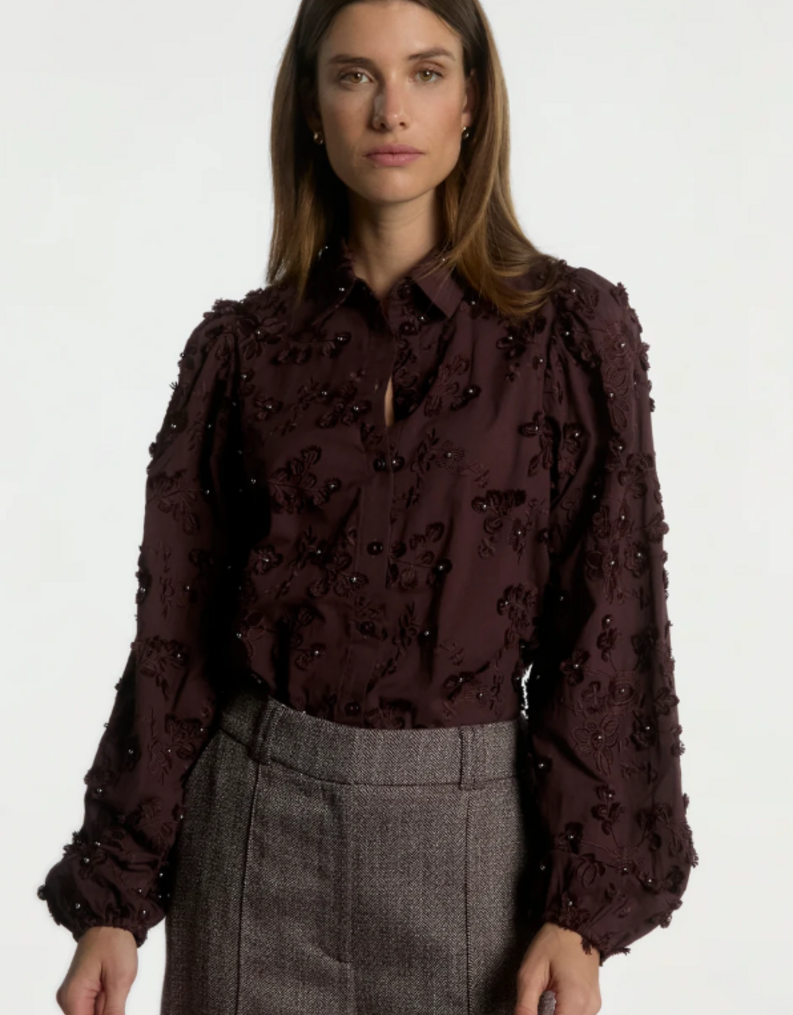 Aaiko Lien Beads Blouse Bordeaux