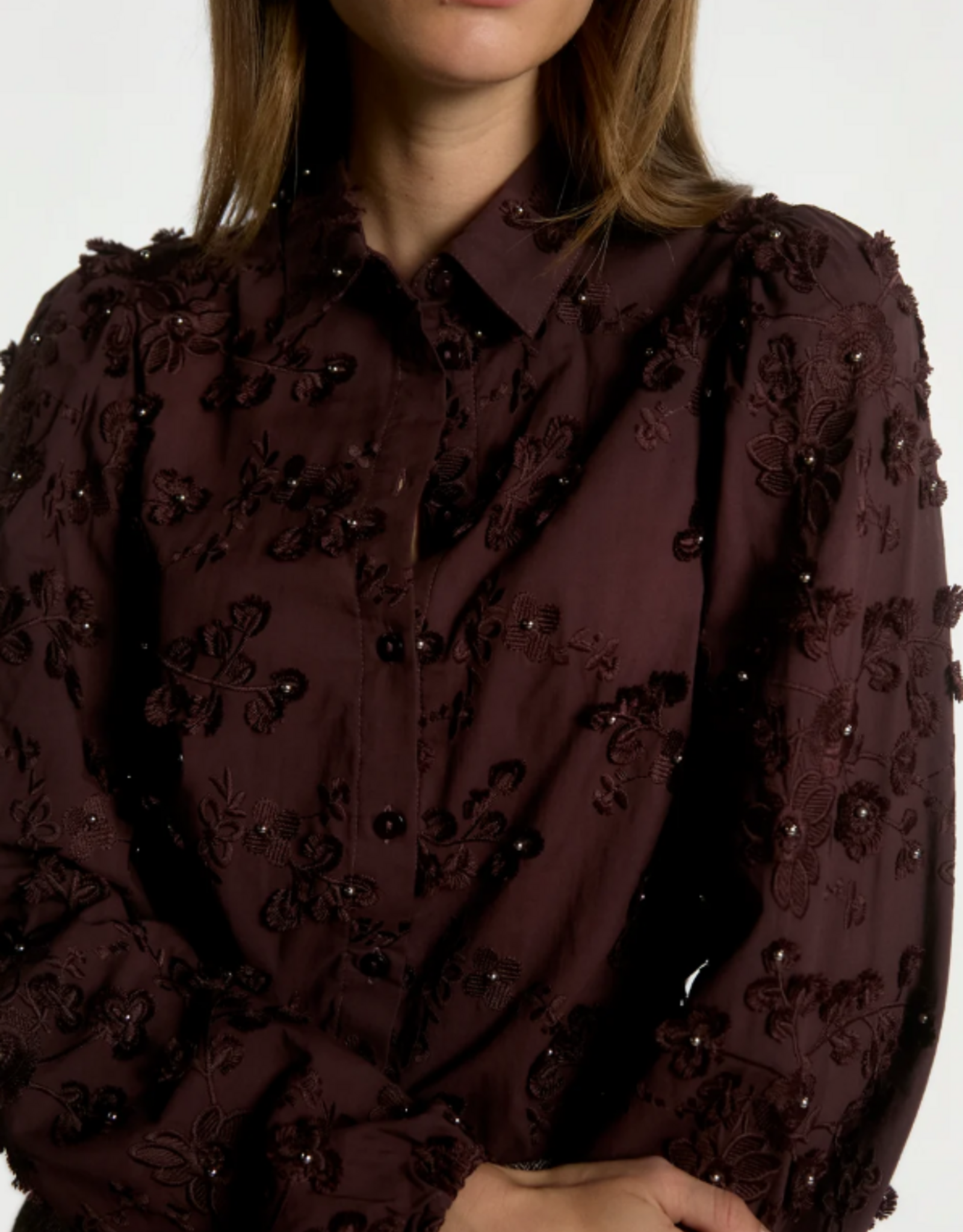Aaiko Lien Beads Blouse Bordeaux