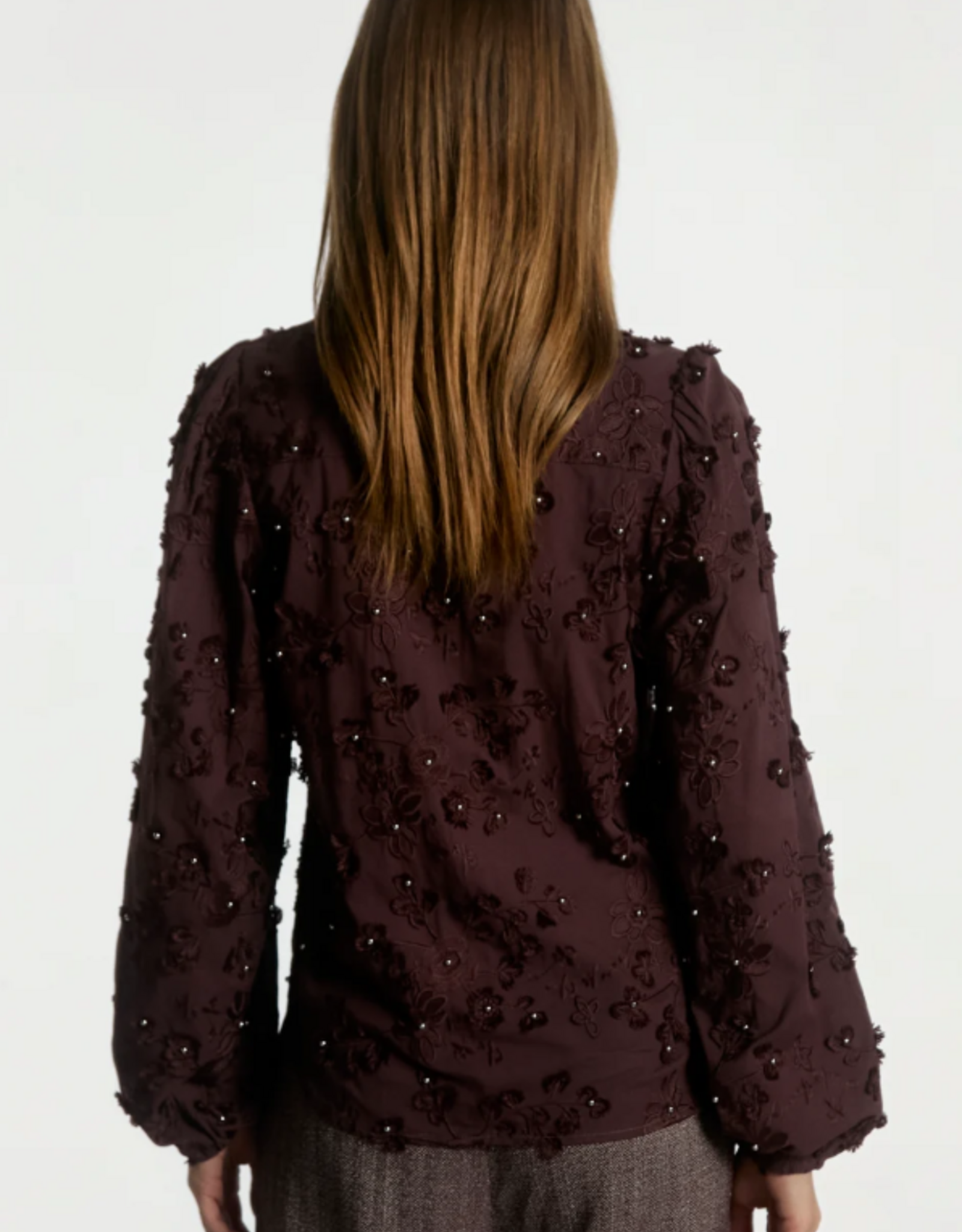 Aaiko Lien Beads Blouse Bordeaux