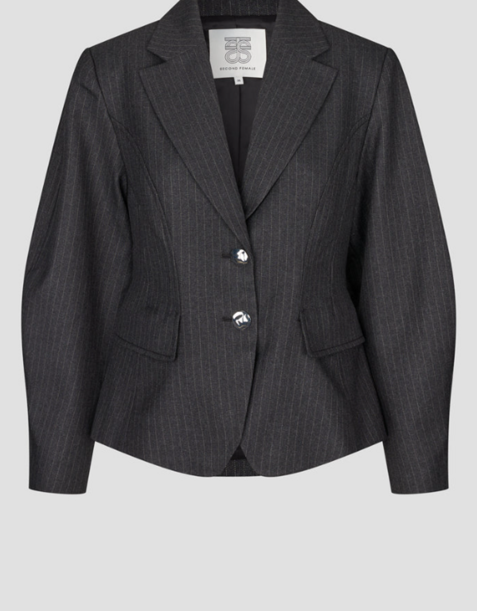 Second Female Vienne Sculptured Blazer Dark Grey Melange