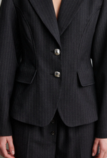 Second Female Vienne Sculptured Blazer Dark Grey Melange