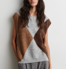 Second Female Forca Knit Vest Light Grey Melange