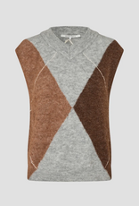Second Female Forca Knit Vest Light Grey Melange