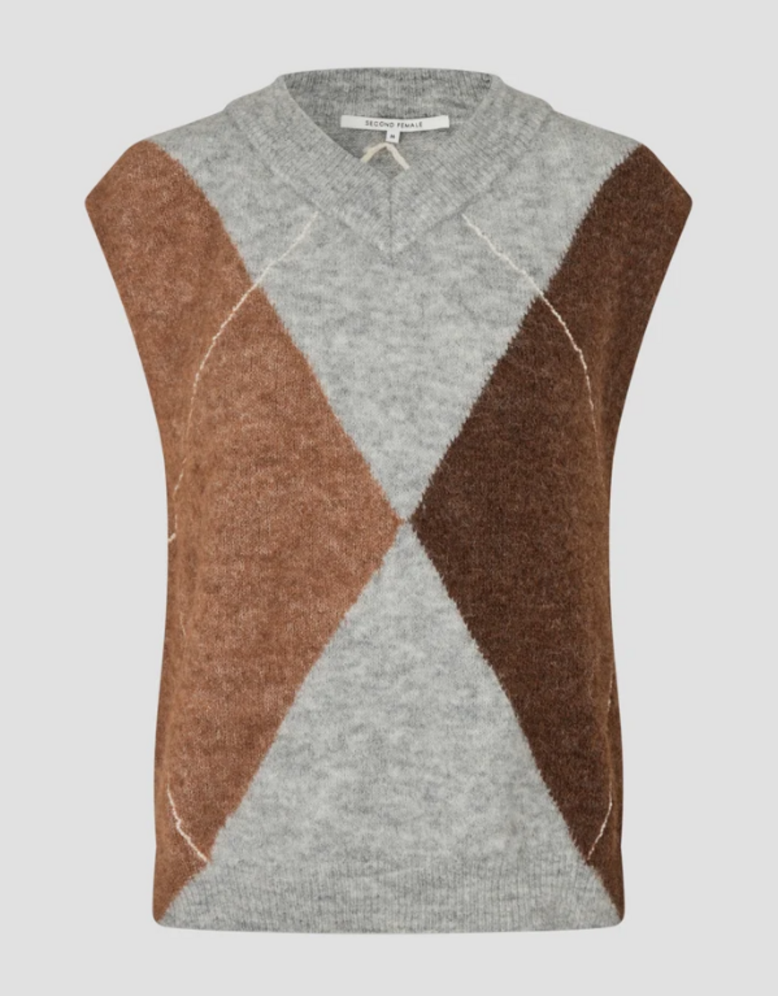 Second Female Forca Knit Vest Light Grey Melange