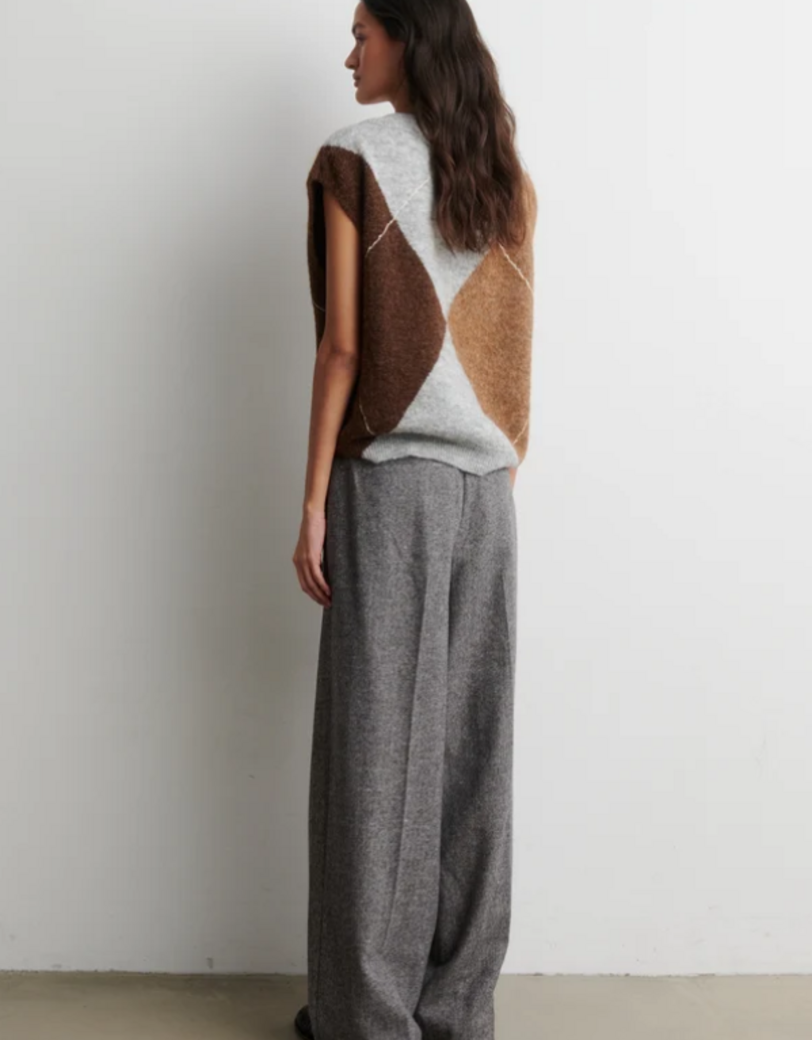 Second Female Forca Knit Vest Light Grey Melange