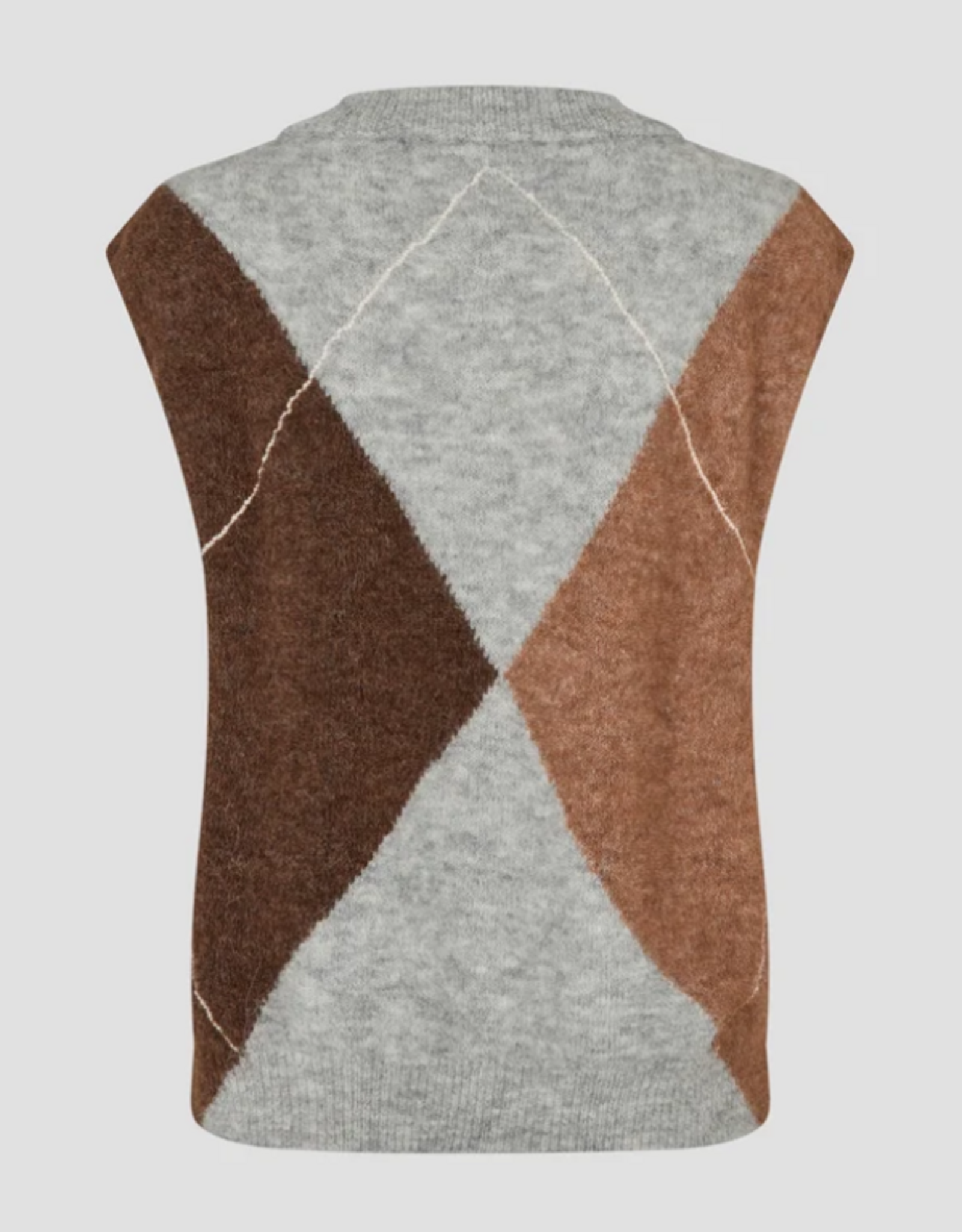 Second Female Forca Knit Vest Light Grey Melange