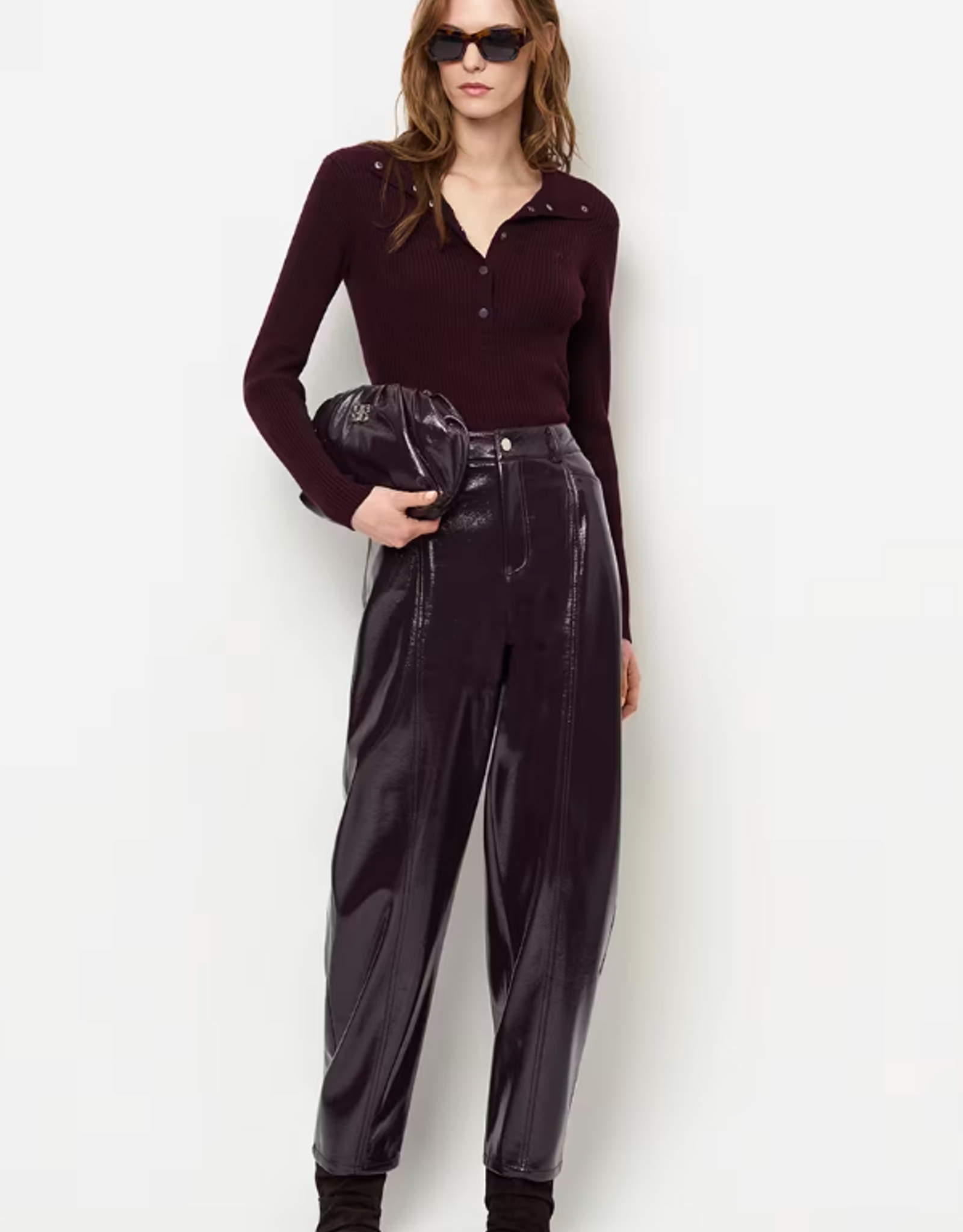 Dante 6 Scene Patent Faux Leather Pants Dark Plum
