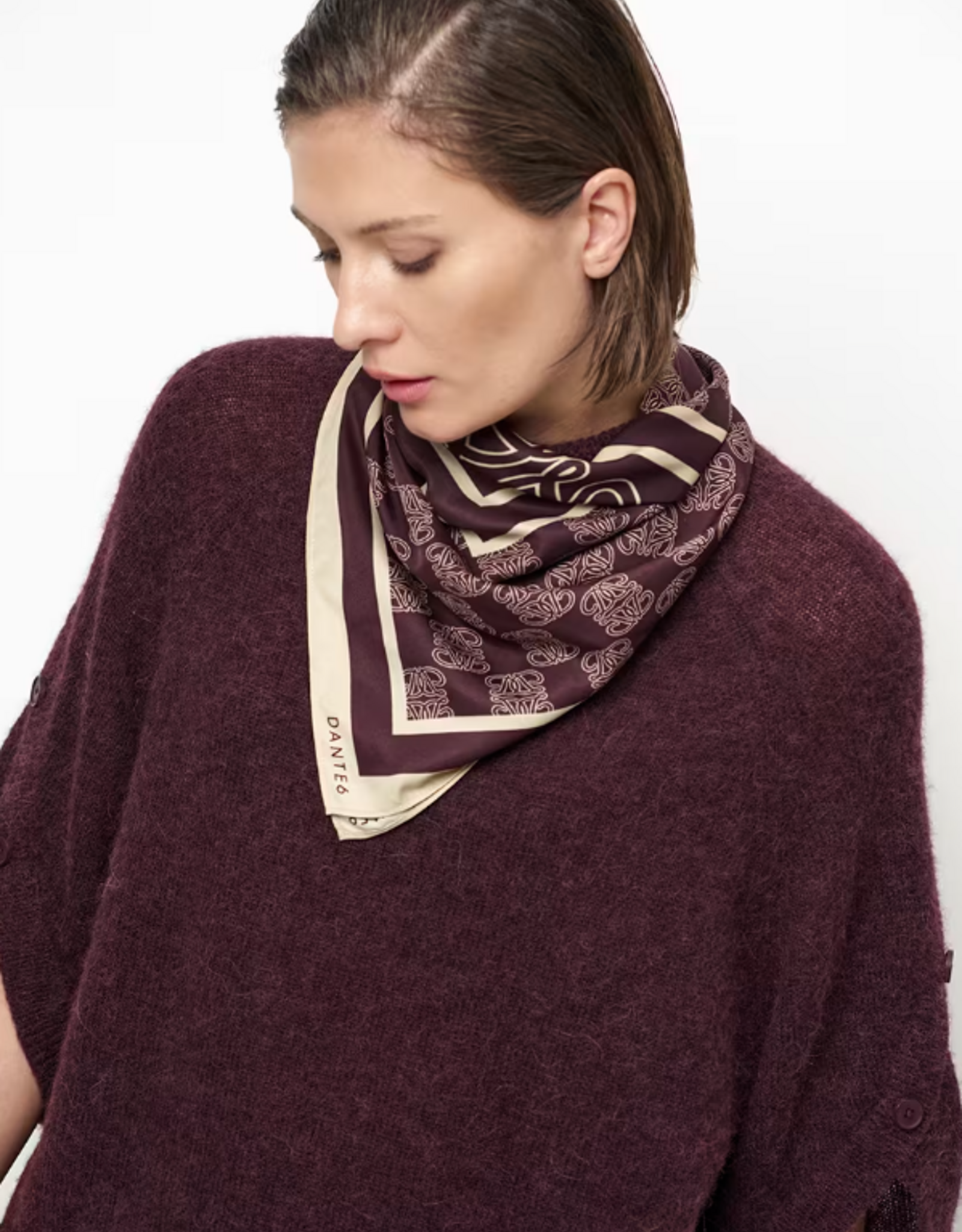 Dante 6 Monogram Printed Scarf Dark Plum