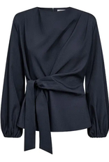 Co'Couture Luna Tie Blouse Navy