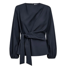 Co'Couture Luna Tie Blouse Navy
