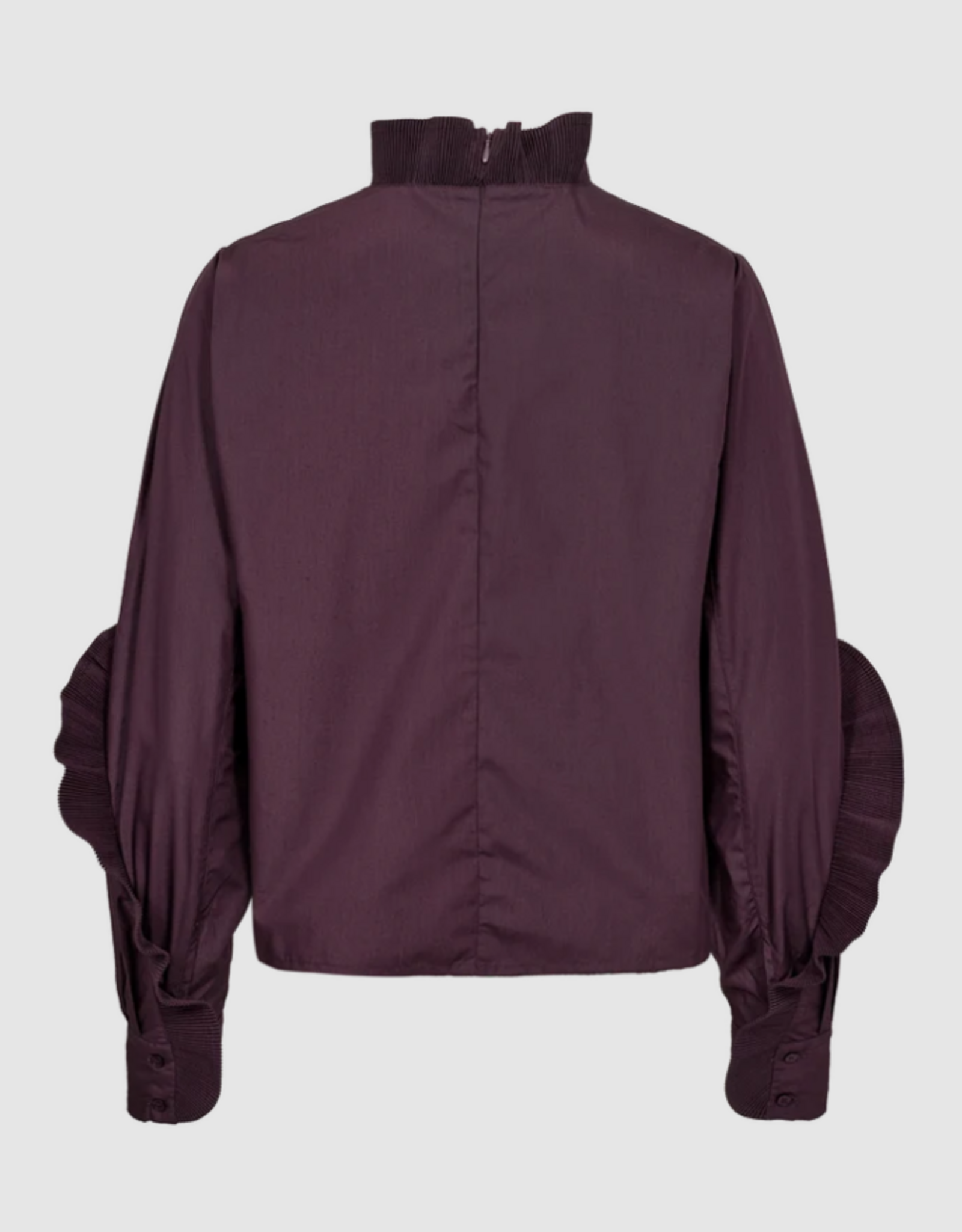 Cph Muse Pleat Frill Boxy Blouse Plum Perfect
