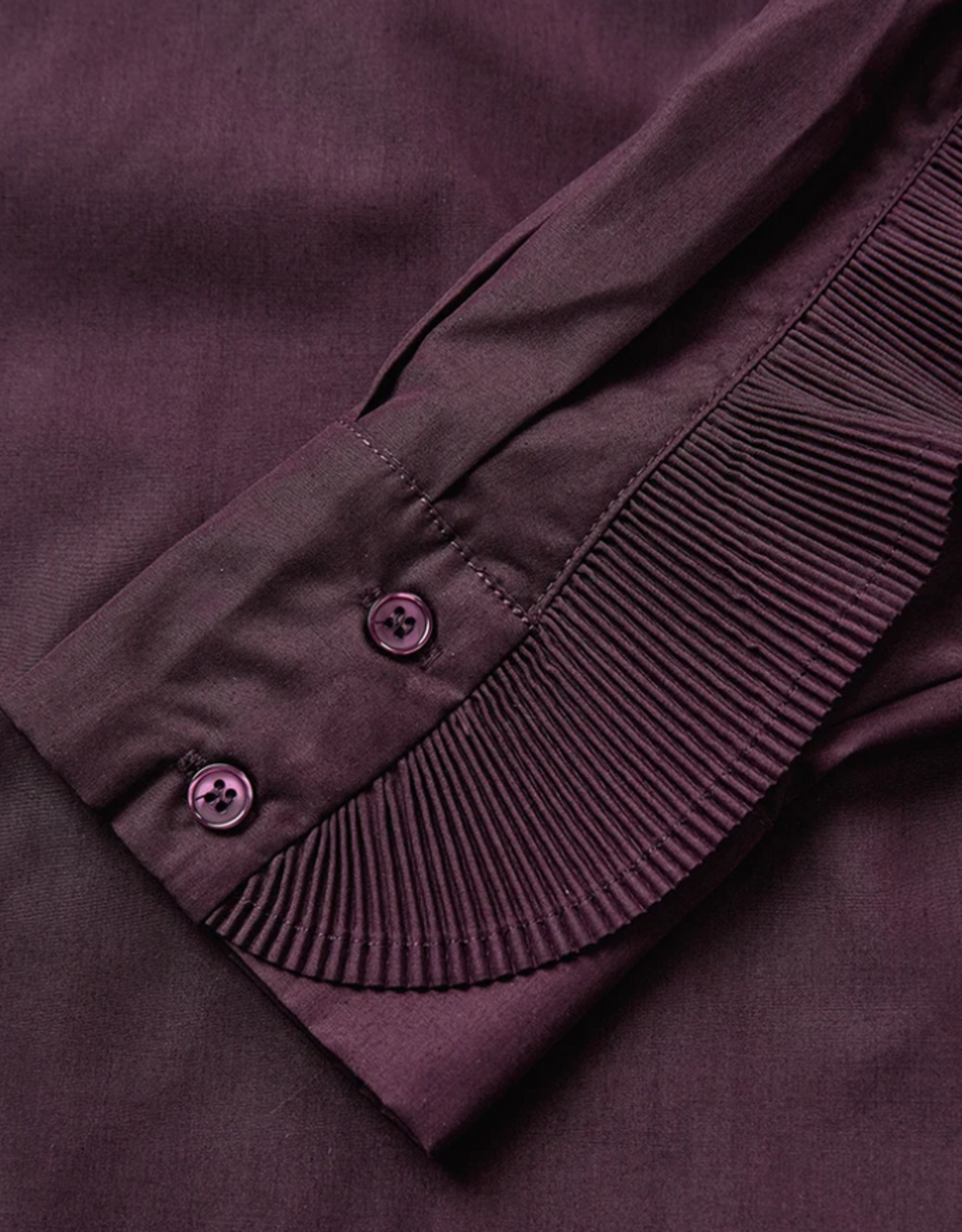 Cph Muse Pleat Frill Boxy Blouse Plum Perfect