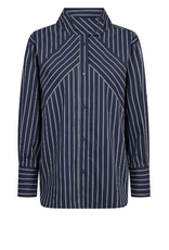 Co'Couture Somo Stripe Funnel Neck Shirt Navy