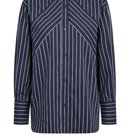 Co'Couture Somo Stripe Funnel Neck Shirt Navy