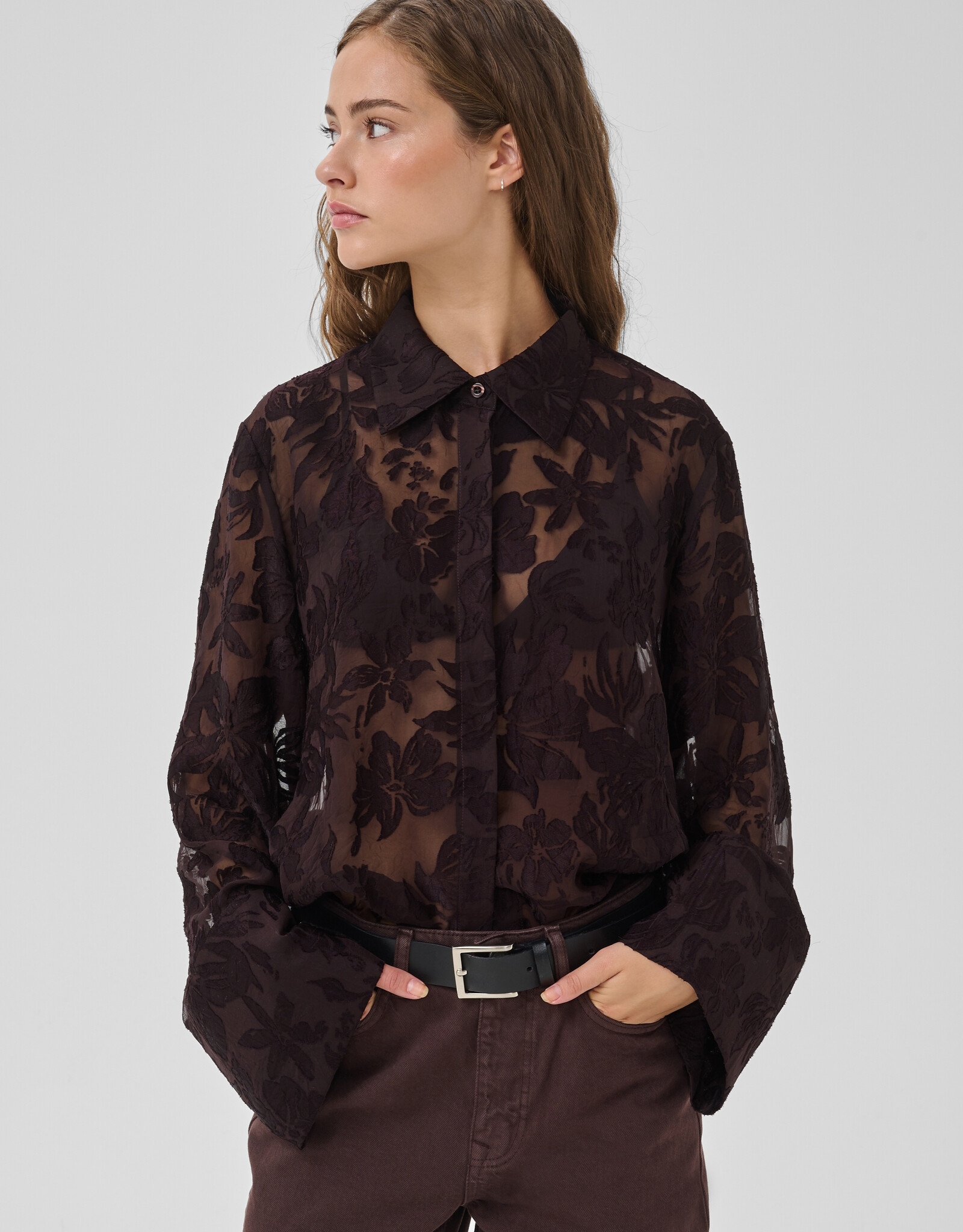 My Essential Wardrobe Enya Boxy Shirt Chocolate Plum