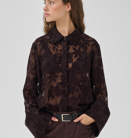 My Essential Wardrobe Enya Boxy Shirt Chocolate Plum