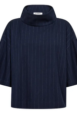 Co'Couture Gabie Pin Funnel Neck Blouse Navy