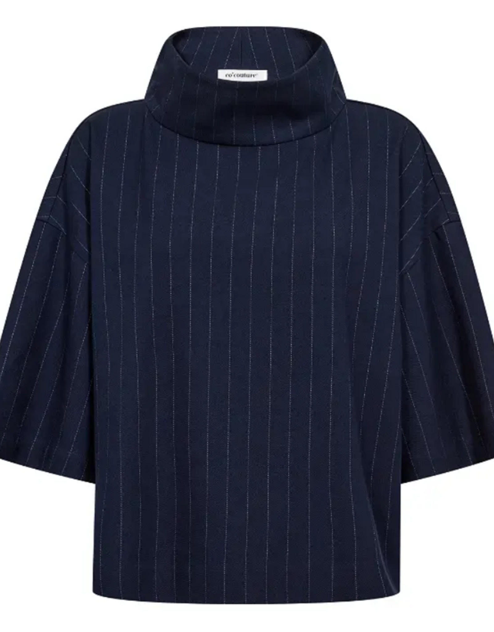 Co'Couture Gabie Pin Funnel Neck Blouse Navy