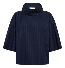 Co'Couture Gabie Pin Funnel Neck Blouse Navy