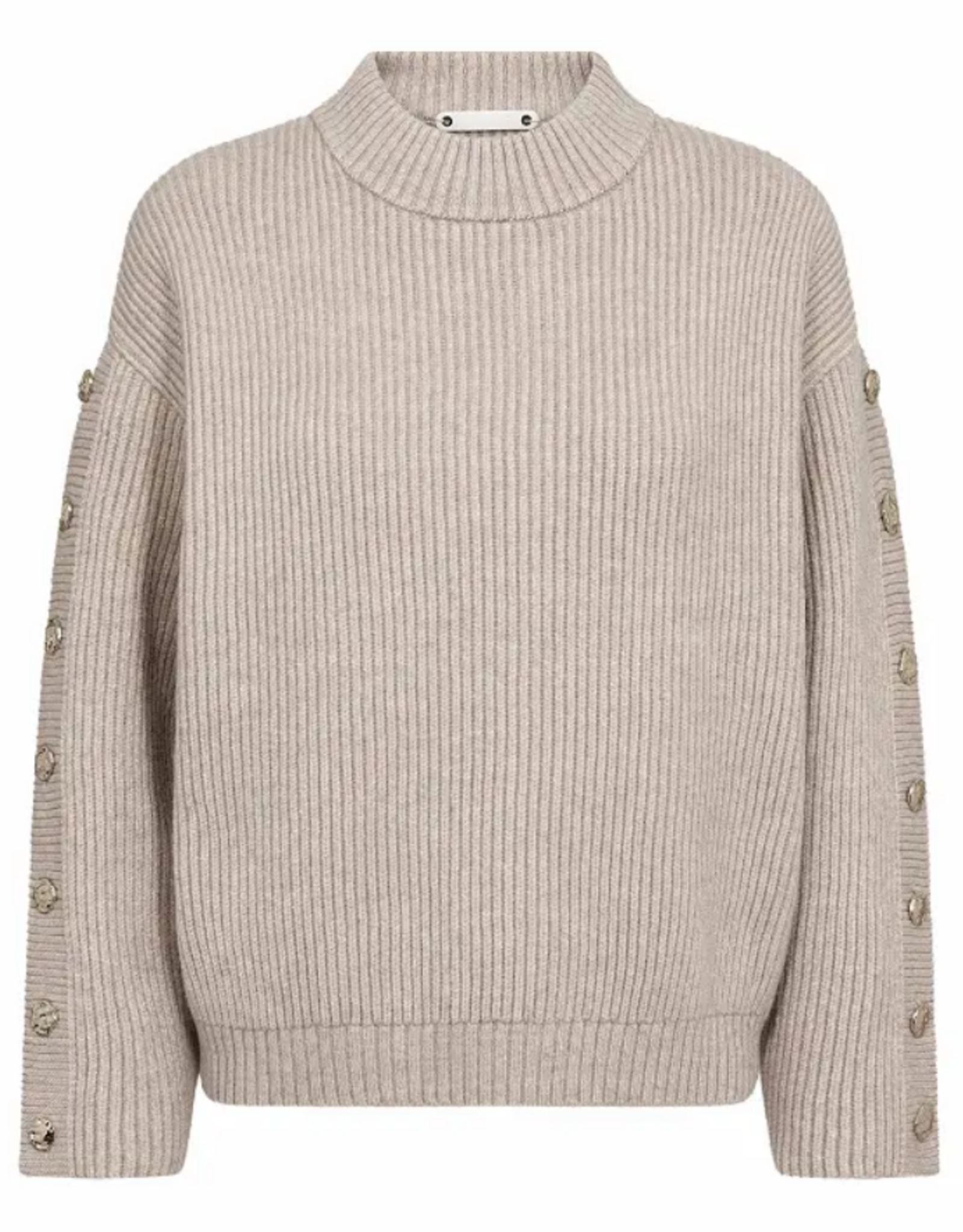 Co'Couture Row Button Sleeve Knit Bone