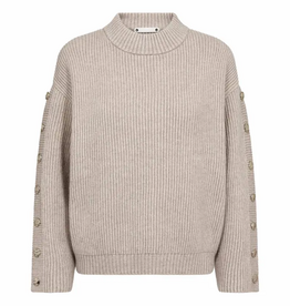 Co'Couture Row Button Sleeve Knit Bone