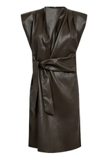 Co'Couture Gitt Pleat Dress Dark Brown
