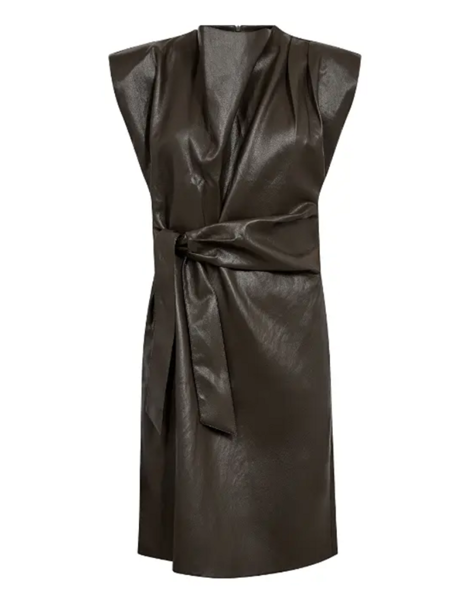 Co'Couture Gitt Pleat Dress Dark Brown