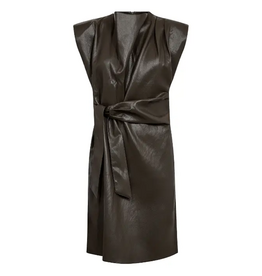 Co'Couture Gitt Pleat Dress Dark Brown